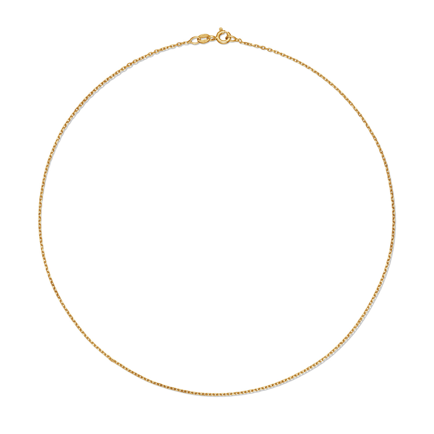 14 Karaats Geel Gouden Anker Schakel Collier met een dikte van 1.1mm en een lengte van 38cm.