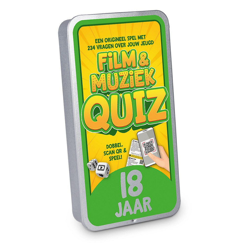 De eerste noten van een liedje, de intro van een film of serie: het brengt je gelijk terug naar een specifiek moment. Een superleuk feestje, een romantische date of het doet je aan iemand denken. En muziek, films en series uit jouw jeugd doen dat natuurlijk helemaal!

Elk spel bevat 19 kaartjes en 2 dobbelstenen in een blikje met een luxe schuifbare deksel. Met in totaal 234 vragen per spel is het een uitdagende en vermakelijke ervaring die zeker niet na 1 keer spelen verveelt.

De spellen hebben een formaat van 7,5 x 14 x 2 cm en zijn daarmee uitstekend geschikt als brievenbuscadeautje. Voor het spelen van de spellen is er een werkende internetverbinding nodig en een mobiel apparaat zoals bijv. mobiele telefoon of tablet. De gebruikte QR-codes in de spellen leiden naar Spotify en YouTube.