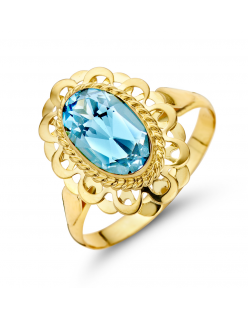 Deze gouden ring met aquamarijn, modelnummer 40-RB-107AQUA185, heeft een maat van 15,75 en is een verfijnd sieraad. Met een juweelgrootte van 49,5 valt hij onder de categorie 'ringen'. Ideaal om te dragen bij speciale gelegenheden of als dagelijks statementstuk. Combineer met andere gouden sieraden voor een elegante en samenhangende uitstraling.