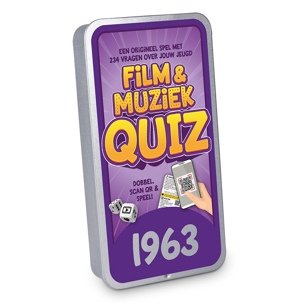 De eerste noten van een liedje, de intro van een film of serie: het brengt je gelijk terug naar een specifiek moment. Een superleuk feestje, een romantische date of het doet je aan iemand denken. En muziek, films en series uit jouw jeugd doen dat natuurlijk helemaal!

Elk spel bevat 19 kaartjes en 2 dobbelstenen in een blikje met een luxe schuifbare deksel. Met in totaal 234 vragen per spel is het een uitdagende en vermakelijke ervaring die zeker niet na 1 keer spelen verveelt.

De spellen hebben een formaat van 7,5 x 14 x 2 cm en zijn daarmee uitstekend geschikt als brievenbuscadeautje. Voor het spelen van de spellen is er een werkende internetverbinding nodig en een mobiel apparaat zoals bijv. mobiele telefoon of tablet. De gebruikte QR-codes in de spellen leiden naar Spotify en YouTube.