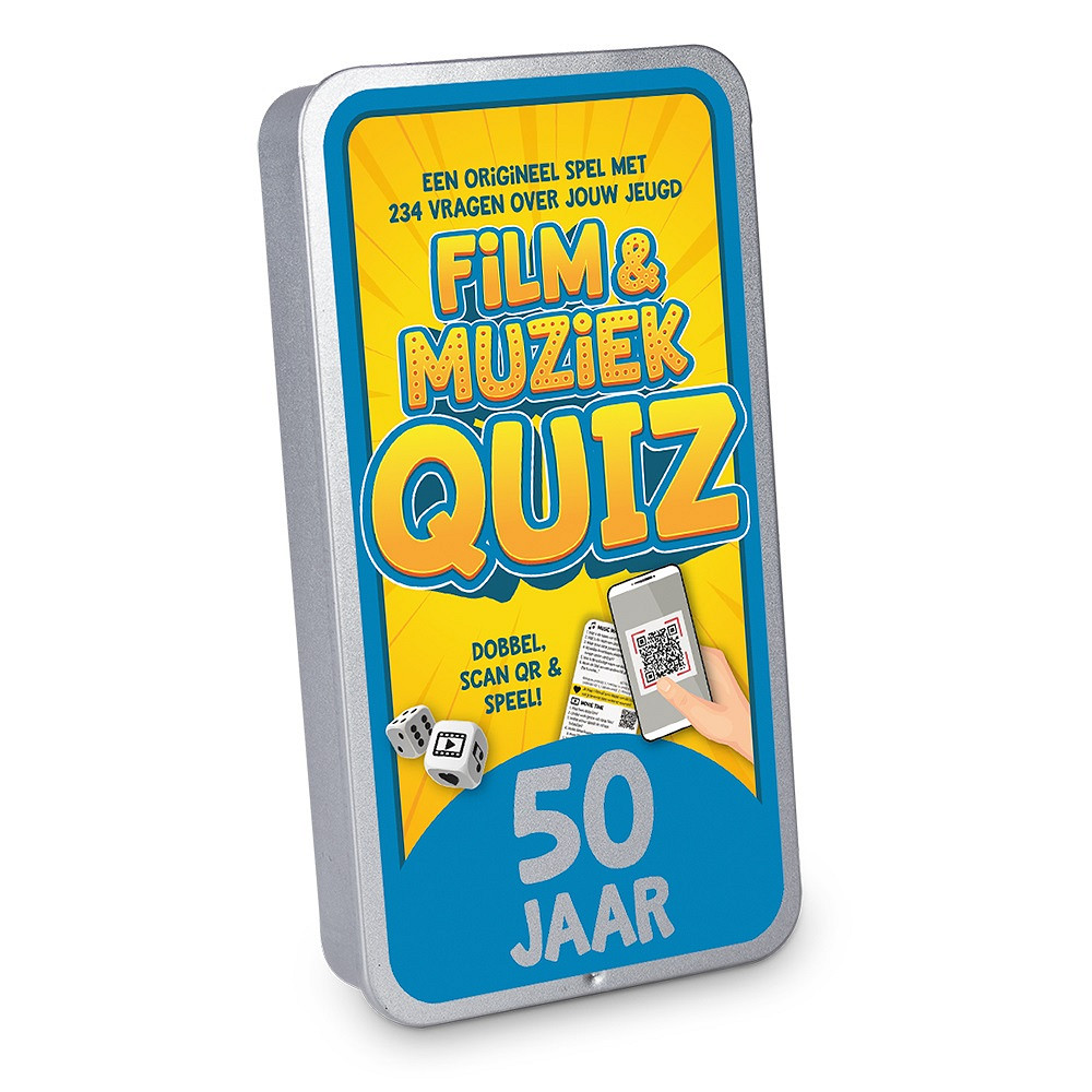 De eerste noten van een liedje, de intro van een film of serie: het brengt je gelijk terug naar een specifiek moment. Een superleuk feestje, een romantische date of het doet je aan iemand denken. En muziek, films en series uit jouw jeugd doen dat natuurlijk helemaal!

Elk spel bevat 19 kaartjes en 2 dobbelstenen in een blikje met een luxe schuifbare deksel. Met in totaal 234 vragen per spel is het een uitdagende en vermakelijke ervaring die zeker niet na 1 keer spelen verveelt.

De spellen hebben een formaat van 7,5 x 14 x 2 cm en zijn daarmee uitstekend geschikt als brievenbuscadeautje. Voor het spelen van de spellen is er een werkende internetverbinding nodig en een mobiel apparaat zoals bijv. mobiele telefoon of tablet. De gebruikte QR-codes in de spellen leiden naar Spotify en YouTube.
