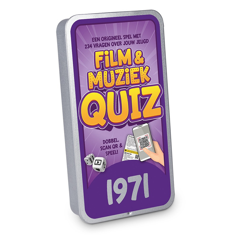 De eerste noten van een liedje, de intro van een film of serie: het brengt je gelijk terug naar een specifiek moment. Een superleuk feestje, een romantische date of het doet je aan iemand denken. En muziek, films en series uit jouw jeugd doen dat natuurlijk helemaal!

Elk spel bevat 19 kaartjes en 2 dobbelstenen in een blikje met een luxe schuifbare deksel. Met in totaal 234 vragen per spel is het een uitdagende en vermakelijke ervaring die zeker niet na 1 keer spelen verveelt.

De spellen hebben een formaat van 7,5 x 14 x 2 cm en zijn daarmee uitstekend geschikt als brievenbuscadeautje. Voor het spelen van de spellen is er een werkende internetverbinding nodig en een mobiel apparaat zoals bijv. mobiele telefoon of tablet. De gebruikte QR-codes in de spellen leiden naar Spotify en YouTube.