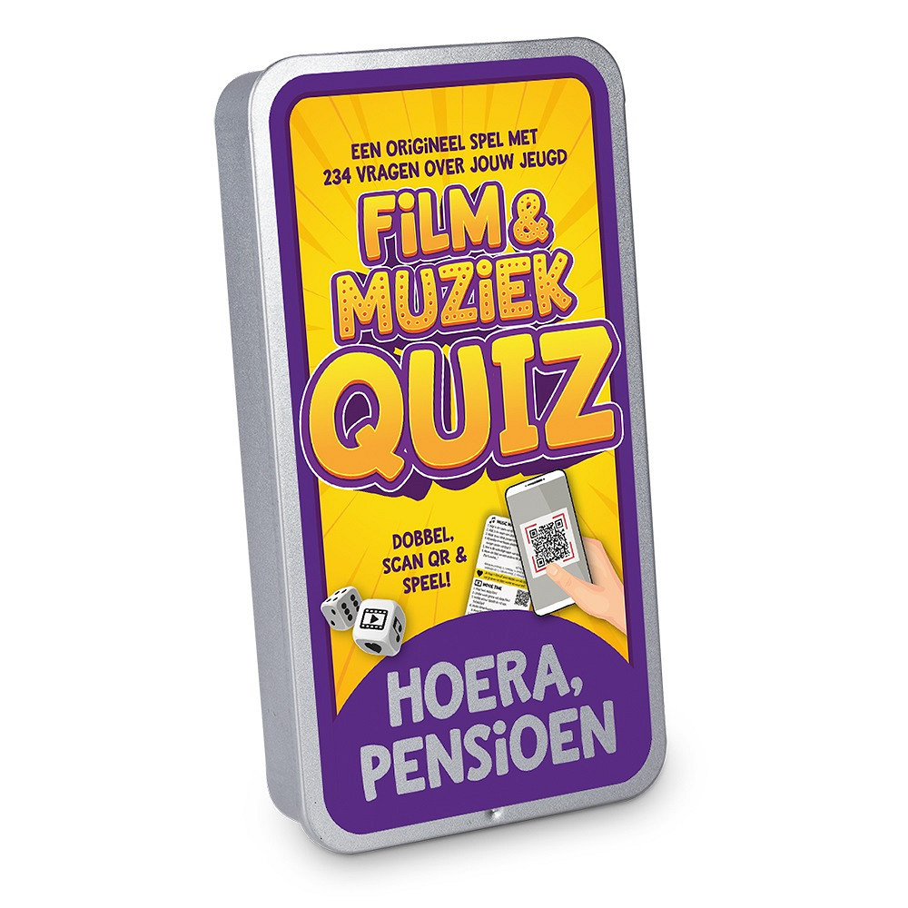 De eerste noten van een liedje, de intro van een film of serie: het brengt je gelijk terug naar een specifiek moment. Een superleuk feestje, een romantische date of het doet je aan iemand denken. En muziek, films en series uit jouw jeugd doen dat natuurlijk helemaal!

Elk spel bevat 19 kaartjes en 2 dobbelstenen in een blikje met een luxe schuifbare deksel. Met in totaal 234 vragen per spel is het een uitdagende en vermakelijke ervaring die zeker niet na 1 keer spelen verveelt.

De spellen hebben een formaat van 7,5 x 14 x 2 cm en zijn daarmee uitstekend geschikt als brievenbuscadeautje. Voor het spelen van de spellen is er een werkende internetverbinding nodig en een mobiel apparaat zoals bijv. mobiele telefoon of tablet. De gebruikte QR-codes in de spellen leiden naar Spotify en YouTube.