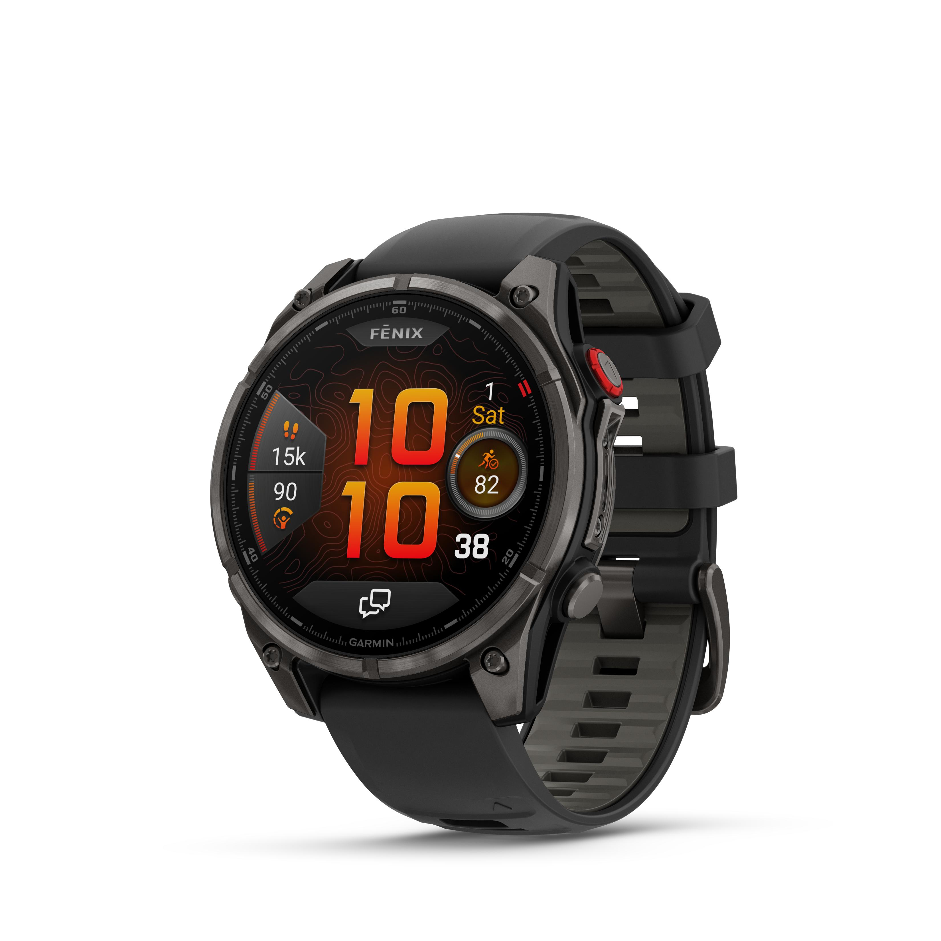 Deze Garmin smartwatch behoort tot de Fenix 8 pro collectie.
Referentienummer: 010-03198-01 

Deze Garmin smartwatch is nog verder ontwikkeld dan zijn voorgangers. Het multisport GPS horloge is speciaal ontworpen voor atleten en avonturiers die het onprakitsch vinden om een telefoon mee te nemen. Wanneer je op off-grid locaties komt, tot wel 50 mijl uit de kust, kun je met de inReach technologie van het horloge berichten verzenden en locatie-check-ins ophalen zodra je een satellietverbinding tot stand hebt gebracht, zonder dat je een telefoonverbinding nodig hebt. 
Ga je hardlopen? Zwemmen? Laat je telefoon achter en gebruik de LTE-verbinding van je horloge1 om berichten uit te wisselen en spraakoproepen te doen. Laat je vrienden je volgen door je locatie te delen met LiveTrack™ en locatie check-ins met behulp van de Garmin messenger™ app. Je hebt zelfs toegang tot de weersomstandigheden en weersverwachtingen.

Krijg nog meer inzicht in je gezondheid met het nieuwe evening report: Bereid je voor op morgen voordat je naar bed gaat met een herinnering aan je slaapbehoefte en de workout, het weer en evenementen van morgen. De smartwatch is ook voorzien van de nieuwe ECG-app**, de app maakt gebruik van sensoren om de elektrische signalen te registreren die je hartslag bepalen. Deze registratie wordt geanalyseerd om tekenen te ontdekken van een onregelmatig hartritme dat atriumfibrilleren (AFib) wordt genoemd.

Met een duikclassificatie van 40 meter, lekvrije metalen knoppen en ondersteuning voor duikactiviteiten op het gebied van scubaduiken en apneu kun je nieuwe diepten bereiken. Het horloge heeft een batterijduur van 15 dagen in smartwatch- modus en tot wel 8 dagen in always- on modus.


