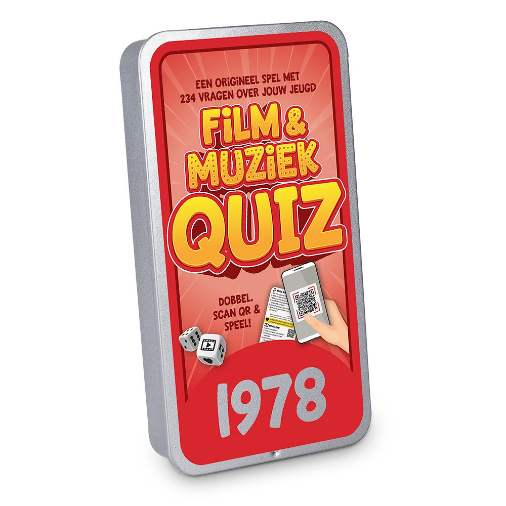 De eerste noten van een liedje, de intro van een film of serie: het brengt je gelijk terug naar een specifiek moment. Een superleuk feestje, een romantische date of het doet je aan iemand denken. En muziek, films en series uit jouw jeugd doen dat natuurlijk helemaal!

Elk spel bevat 19 kaartjes en 2 dobbelstenen in een blikje met een luxe schuifbare deksel. Met in totaal 234 vragen per spel is het een uitdagende en vermakelijke ervaring die zeker niet na 1 keer spelen verveelt.

De spellen hebben een formaat van 7,5 x 14 x 2 cm en zijn daarmee uitstekend geschikt als brievenbuscadeautje. Voor het spelen van de spellen is er een werkende internetverbinding nodig en een mobiel apparaat zoals bijv. mobiele telefoon of tablet. De gebruikte QR-codes in de spellen leiden naar Spotify en YouTube.
