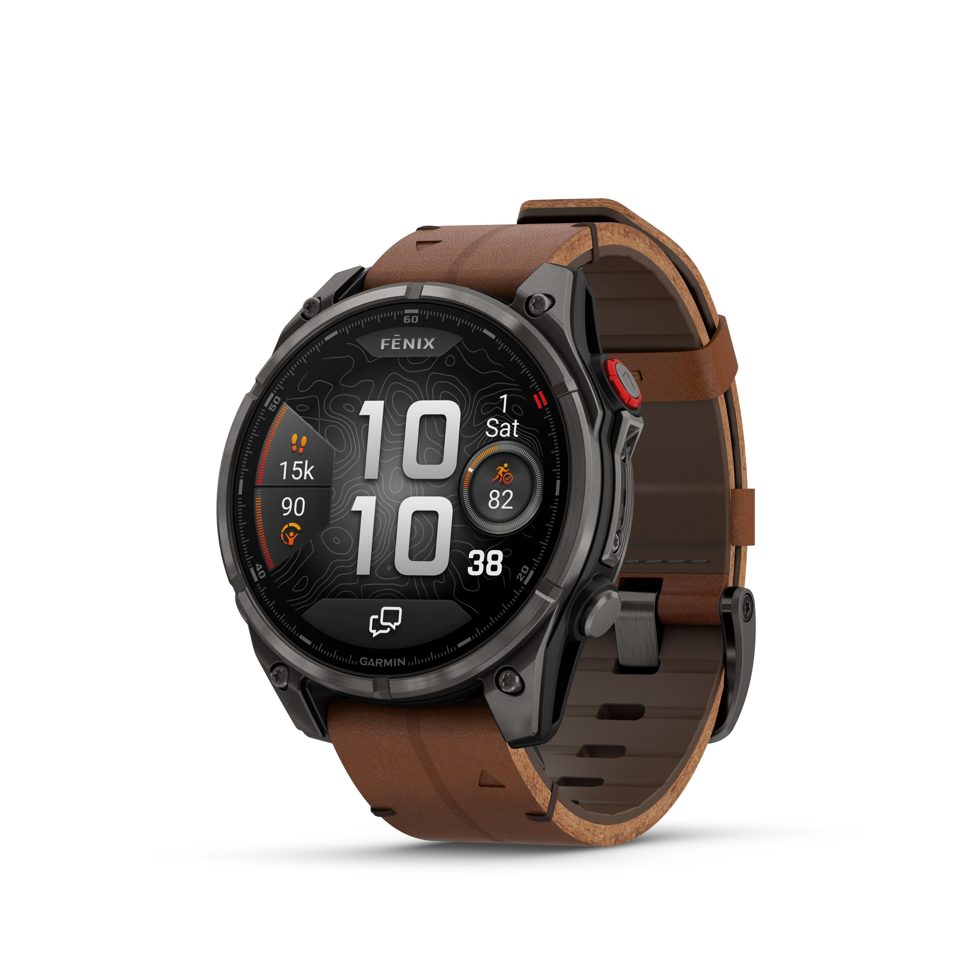 Deze Garmin smartwatch behoort tot de Fenix 8 pro collectie.
Referentienummer: 010-03198-40 

Deze Garmin smartwatch is nog verder ontwikkeld dan zijn voorgangers. Het multisport GPS horloge is speciaal ontworpen voor atleten en avonturiers die het onprakitsch vinden om een telefoon mee te nemen. Wanneer je op off-grid locaties komt, tot wel 50 mijl uit de kust, kun je met de inReach technologie van het horloge berichten verzenden en locatie-check-ins ophalen zodra je een satellietverbinding tot stand hebt gebracht, zonder dat je een telefoonverbinding nodig hebt. 
Ga je hardlopen? Zwemmen? Laat je telefoon achter en gebruik de LTE-verbinding van je horloge1 om berichten uit te wisselen en spraakoproepen te doen. Laat je vrienden je volgen door je locatie te delen met LiveTrack™ en locatie check-ins met behulp van de Garmin messenger™ app. Je hebt zelfs toegang tot de weersomstandigheden en weersverwachtingen.

Krijg nog meer inzicht in je gezondheid met het nieuwe evening report: Bereid je voor op morgen voordat je naar bed gaat met een herinnering aan je slaapbehoefte en de workout, het weer en evenementen van morgen. De smartwatch is ook voorzien van de nieuwe ECG-app**, de app maakt gebruik van sensoren om de elektrische signalen te registreren die je hartslag bepalen. Deze registratie wordt geanalyseerd om tekenen te ontdekken van een onregelmatig hartritme dat atriumfibrilleren (AFib) wordt genoemd.

Met een duikclassificatie van 40 meter, lekvrije metalen knoppen en ondersteuning voor duikactiviteiten op het gebied van scubaduiken en apneu kun je nieuwe diepten bereiken. Het horloge heeft een batterijduur van 15 dagen in smartwatch- modus en tot wel 8 dagen in always- on modus. Het horloge wordt geleverd met een bruine lederen band en een zwarte rubberen band.
