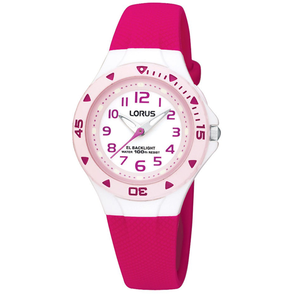 Dit kinderhorloge is van het merk Lorus. Het is een analoog horloge gemaakt van urethaan. De diameter van de kast is 30 mm en de kast is 12.5 mm dik.
De verdere specificaties van het horloge zijn als volgt:
Glassoort: acryl glas
Bandbreedte: 11.5
Kastmateriaal: kunststof
Waterdichtheid: 10 ATM
Techniek: quartz