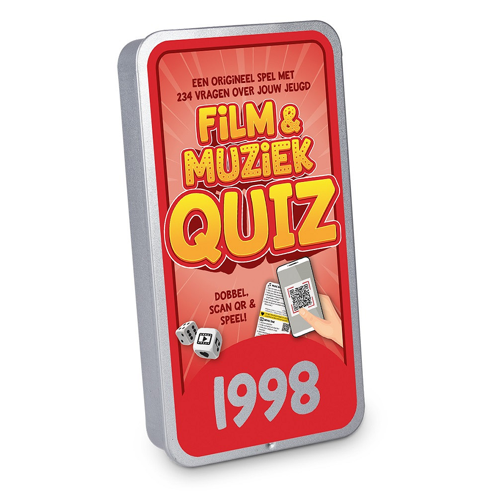 De eerste noten van een liedje, de intro van een film of serie: het brengt je gelijk terug naar een specifiek moment. Een superleuk feestje, een romantische date of het doet je aan iemand denken. En muziek, films en series uit jouw jeugd doen dat natuurlijk helemaal!

Elk spel bevat 19 kaartjes en 2 dobbelstenen in een blikje met een luxe schuifbare deksel. Met in totaal 234 vragen per spel is het een uitdagende en vermakelijke ervaring die zeker niet na 1 keer spelen verveelt.

De spellen hebben een formaat van 7,5 x 14 x 2 cm en zijn daarmee uitstekend geschikt als brievenbuscadeautje. Voor het spelen van de spellen is er een werkende internetverbinding nodig en een mobiel apparaat zoals bijv. mobiele telefoon of tablet. De gebruikte QR-codes in de spellen leiden naar Spotify en YouTube.