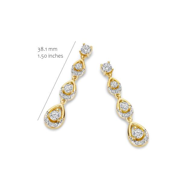 Oorbellen slingers zilver gold plated met CZ