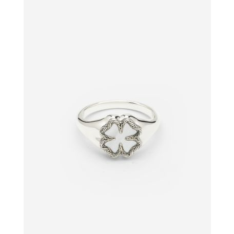 178 18 - Signet Ring Katja Clover Mother of Pearl Silver