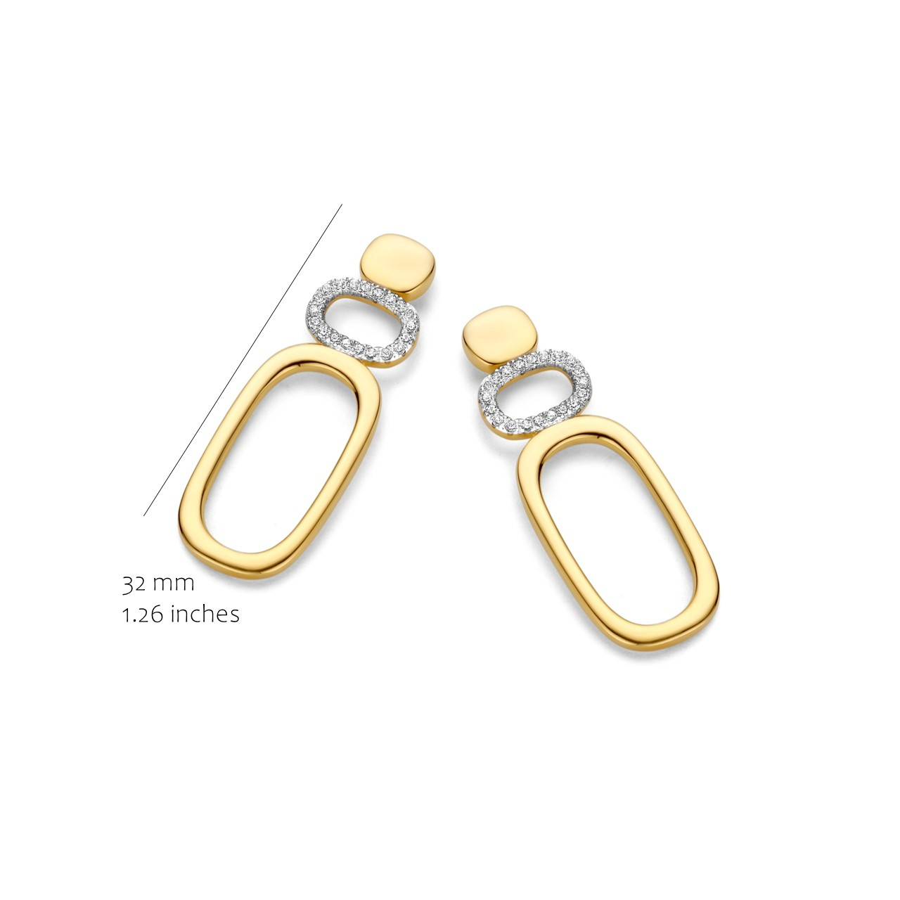 Oorbellen gold plated met witte cz