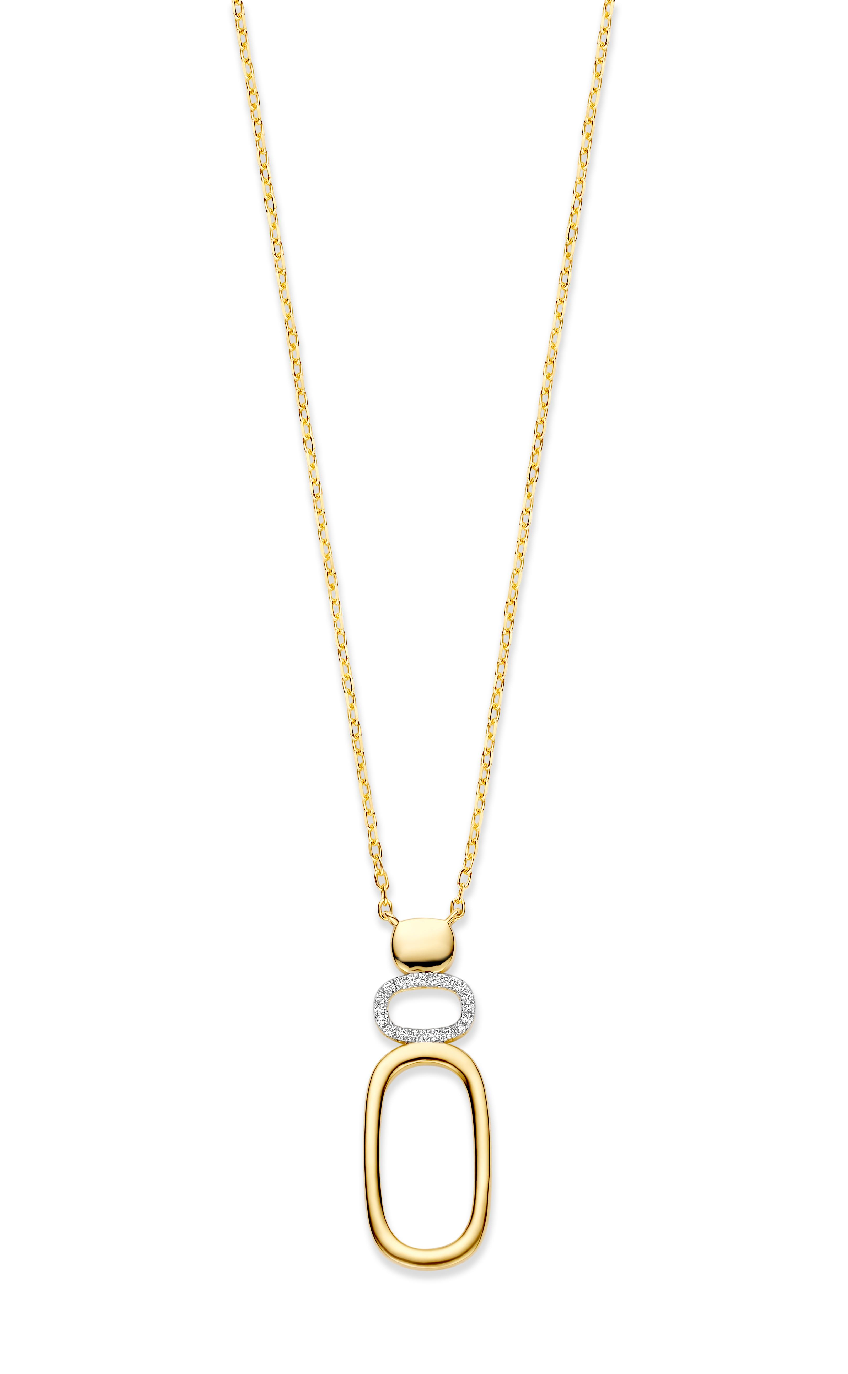 Hanger met ketting gold plated zilver met CZ