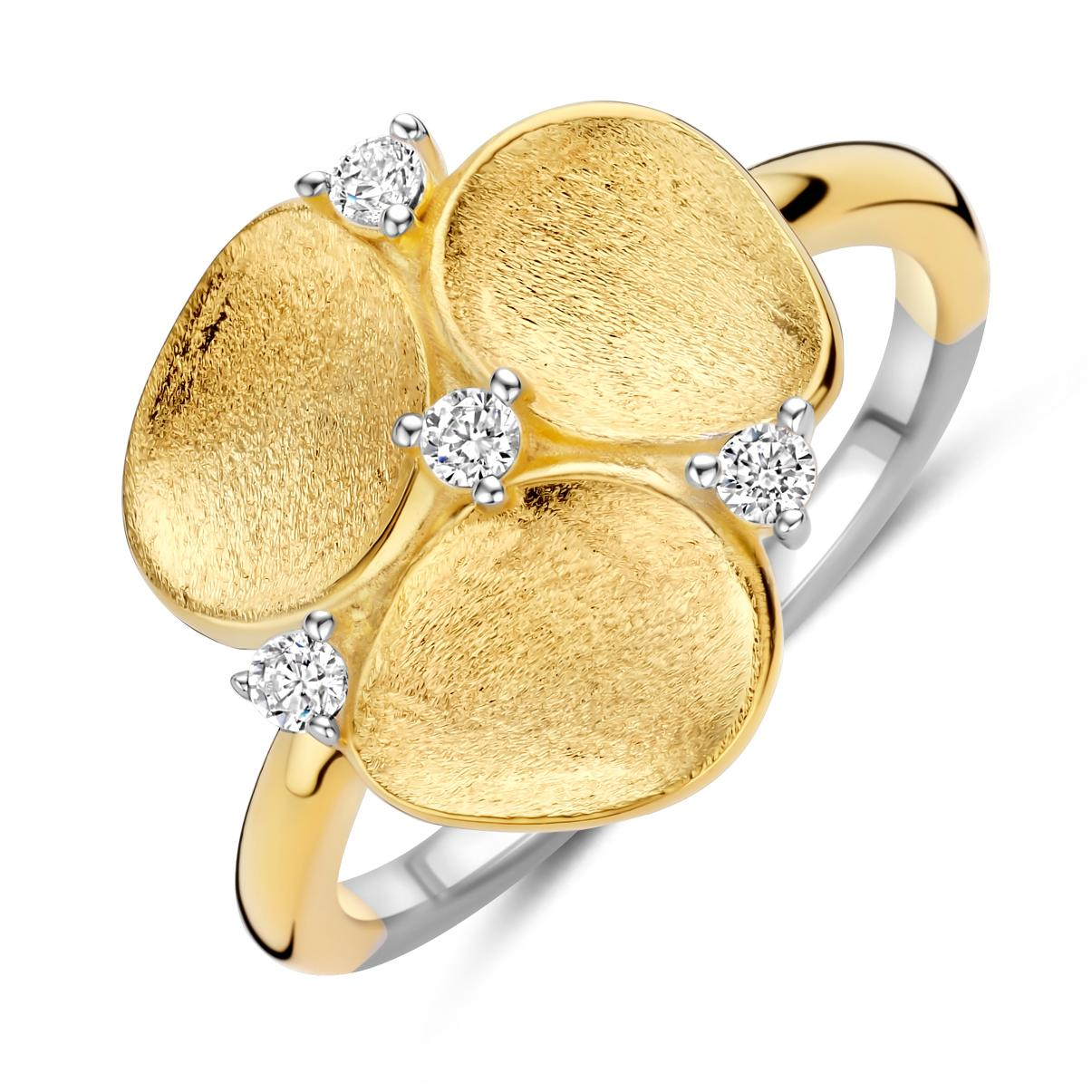 Ring gold plated met CZ geborsteld