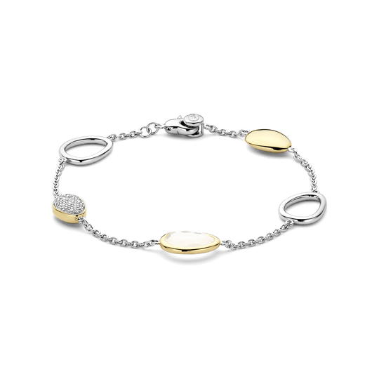 Ti Sento Milano - Bicolor zilveren armband bezet met zirconia's - 23083MW