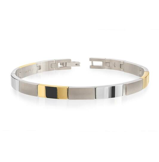 Boccia Titanium damesarmband met matte, glanzende en goudkleurige schakels