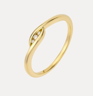 Ring FINO is een subtiel en elegant model uitgevoerd in geheel 14 karaats geel goud met totaal 0.05 crt. H/Si briljant geslepen diamant.