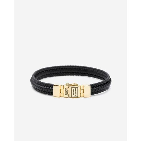 Buddha to Buddha Leather Bracelet Edwin Small Gold Vermeil Black