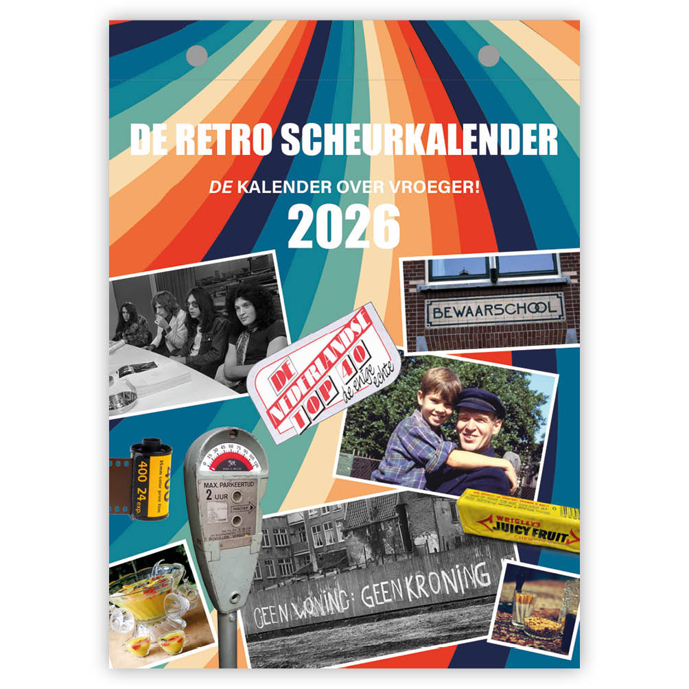 Kent u deze nog nog nog… De Retro scheurkalender staat bordenvol voorwerpen en weetjes uit die goeie ouwe tijd. Van knikkeren op het schoolplein, het spaarbankboekje tot tupperware party’s en de komst van Hyves, deze kalender neemt je mee op een nostalgische reis. Een feest van herkenning! De kalender bevat alle officiële feestdagen van Nederland en België.
