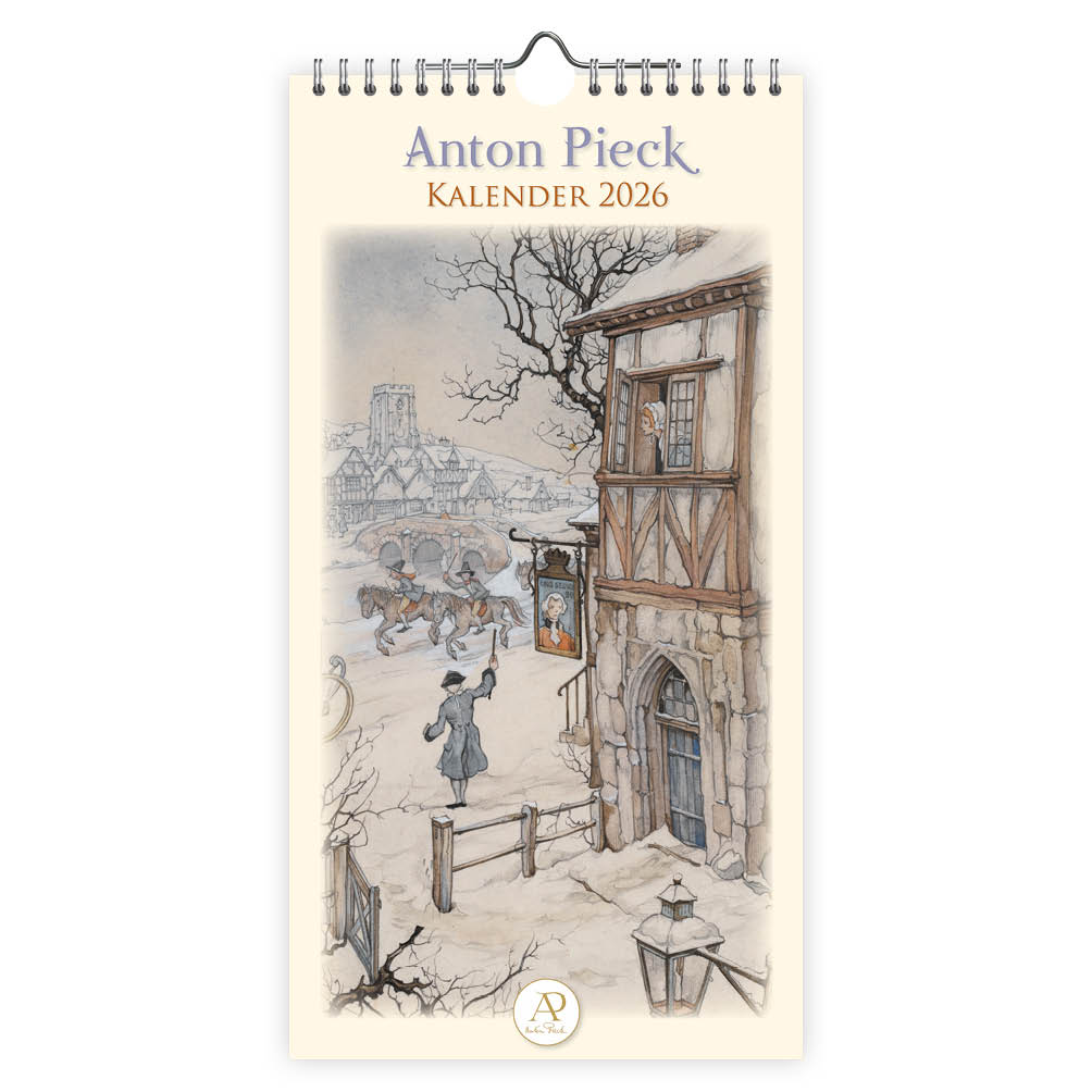 Stijlvolle Anton Pieck maandkalender met notitieruimte bij elke dag, inclusief Nederlandse en Belgische feest- en vakantiedagen. Wie kent de prachtige werken van Anton Pieck niet? Anton Pieck is de bekendste Nederlandse illustrator uit de 20e eeuw. Het verleden, vooral de 19e eeuw, inspireerde Anton Pieck en hij ontwikkelde al vroeg een eigen stijl. Zonder dat hij daarop uit was, bereikte hij daarmee een miljoenenpubliek in binnen- en buitenland.
Formaat: 18 x 34,5