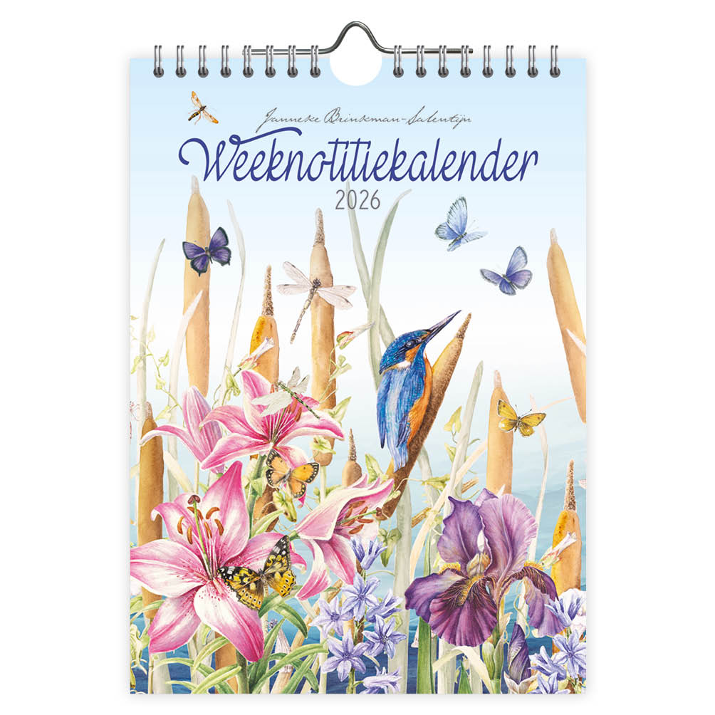 Stijlvolle weeknotitiekalender van Janneke Brinkman-Salentijn inclusief alle Nederlandse en Belgische feest- en vakantiedagen. Deze kalender is makkelijk op te hangen en heeft een ruim weekoverzicht, waardoor er veel notitieruimte is. Al meer dan 25 jaar maakt Janneke Brinkman iedere maand een nieuwe aquarel van bloemen die haar op dat moment inspireren; deze kalender bevat veel recente werken.
Formaat: 16,5 x 23 cm