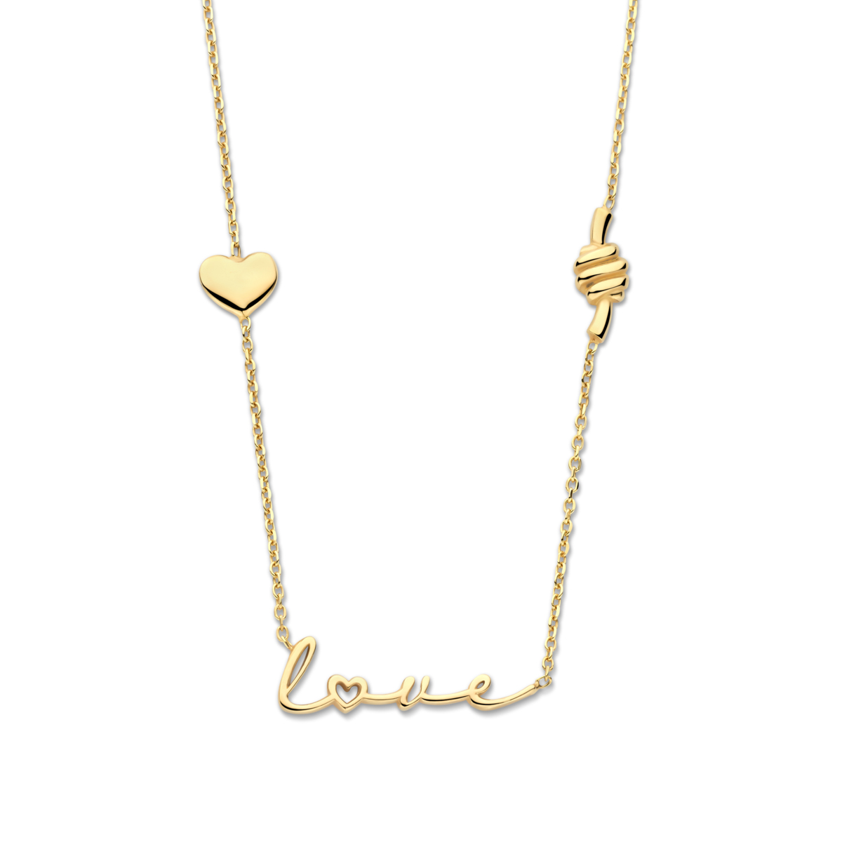 Deze halsketting is een vergulde halsketting met Love en een hartje. Met een lengte van 40 cm plus een verlengstuk van 5 cm, is deze ketting perfect voor verschillende uitstralingen. Draag het met een simpele halslijn voor een verfijnde, stijlvolle uitstraling. leuk cadeau voor je geliefde.