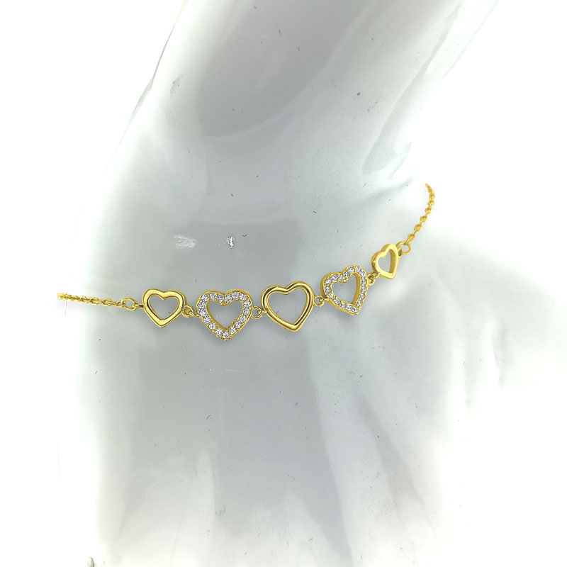 MY iMenso ODM "Jasseron Hearts with CZ" brac (925/1Mgold-plated) 17+3cm