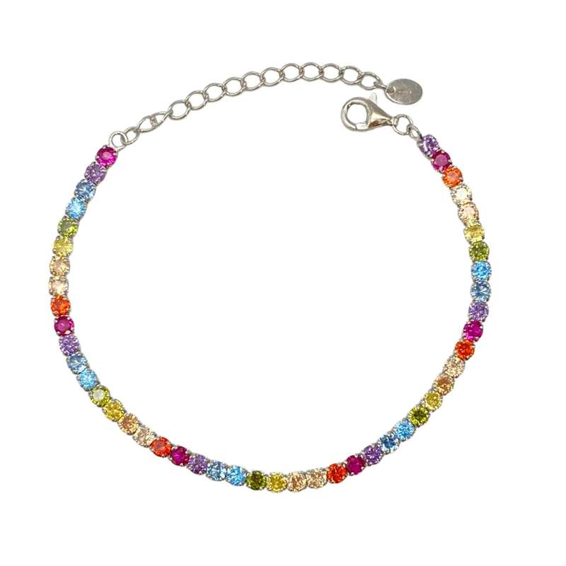 MY iMenso ODM "Tennis rainbow 3,0CZ" bracelet (925/rhod-plated) 16+4cm