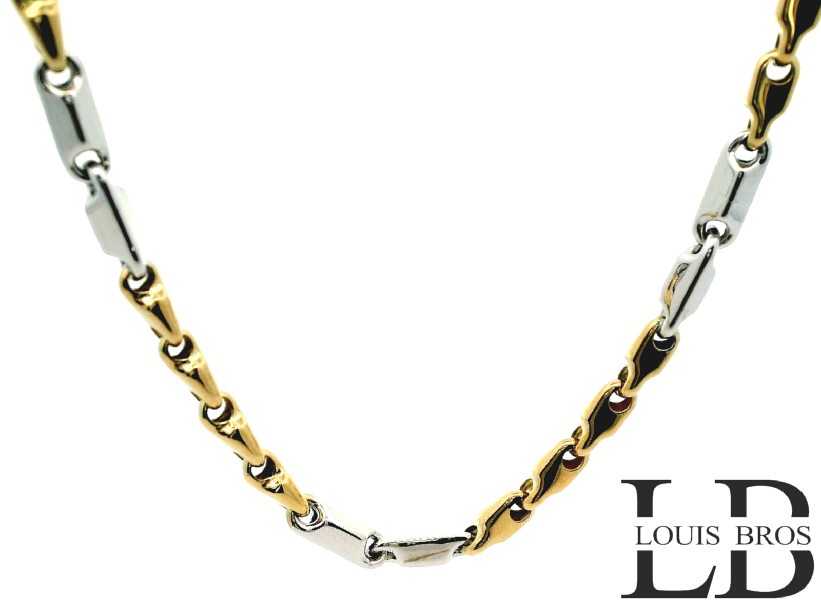 Dit stijlvolle bicolor collier van 14 karaat goud (12. gr) straalt klasse en verfijning uit. De schakels zijn elegant vormgegeven in een afwisselend patroon van geelgoud en witgoud, wat zorgt voor een modern en luxe contrast. Het strakke design maakt dit collier niet alleen chic en elegant, maar ook tijdloos en veelzijdig te dragen.
Het collier is perfect te combineren met zowel casual als formele outfits en kan solo gedragen worden voor een subtiele, elegante look, of samen met andere sieraden voor extra glamour. Dankzij de hoogwaardige kwaliteit van 14 karaat goud is dit sieraad duurzaam en een waardevolle aanvulling op iedere sieradencollectie.
Een prachtig collier voor de moderne vrouw die houdt van stijl, luxe en tijdloze elegantie.
Het collier is verkrijgbaar in verschillende lengtes.
