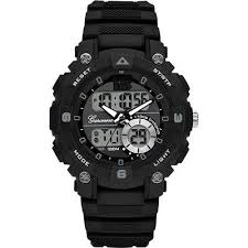De GARONNE KIDS SPORT ANA-DIGI ALL BLACK horloge, modelnummer KQ13Q475, heeft de volgende kenmerken: een polshorloge met een zwarte kunststof siliconen kast en zwarte band. Het beschikt over een datumfunctie. Draag het dagelijks om de pols voor een stijlvolle en functionele look, ideaal voor actieve kinderen.