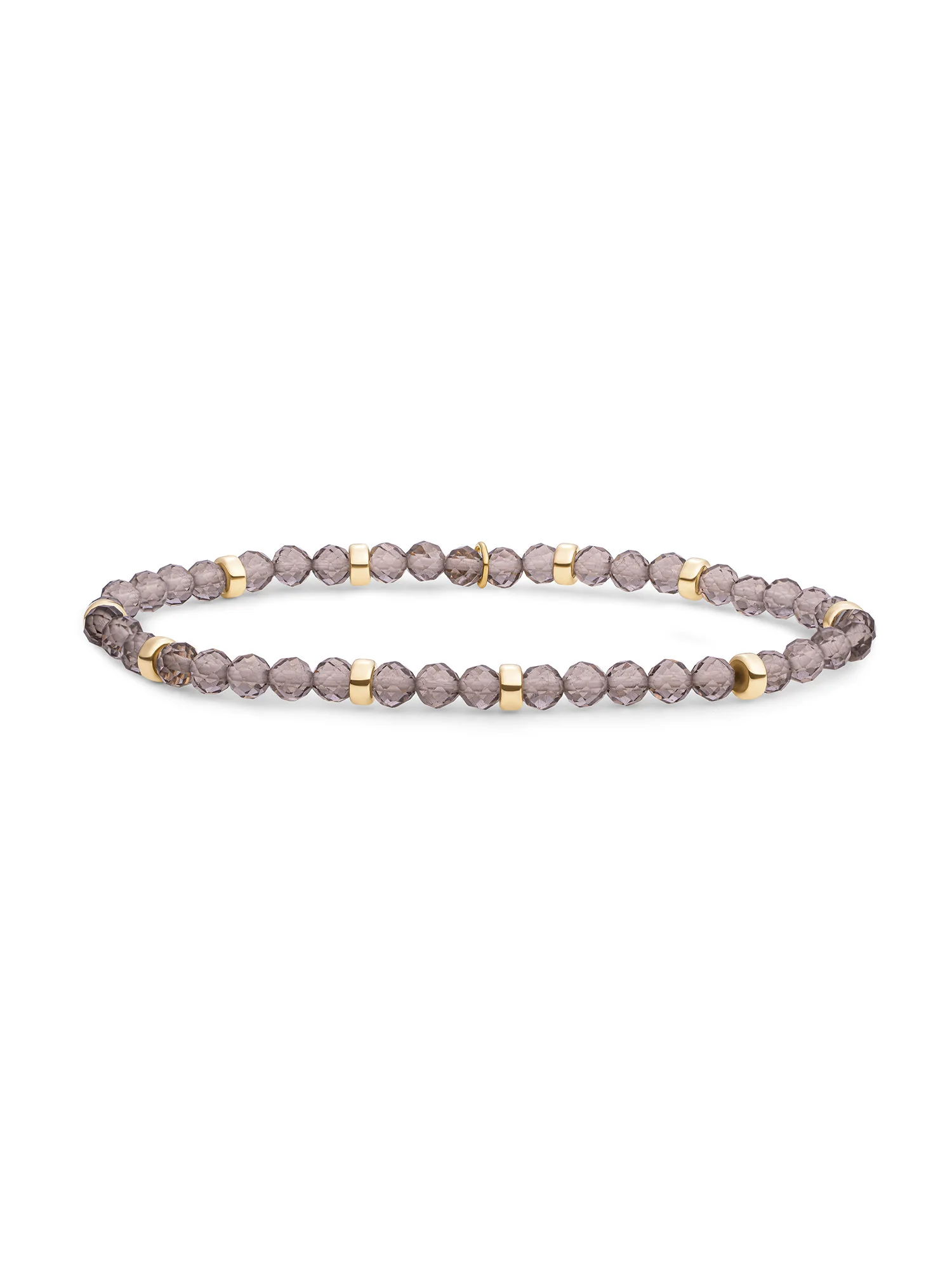 Elegante armband met smoky quartz edelstenen in ronde vorm. Tijdloos en stijlvol, een subtiele toevoeging aan elke outfit.