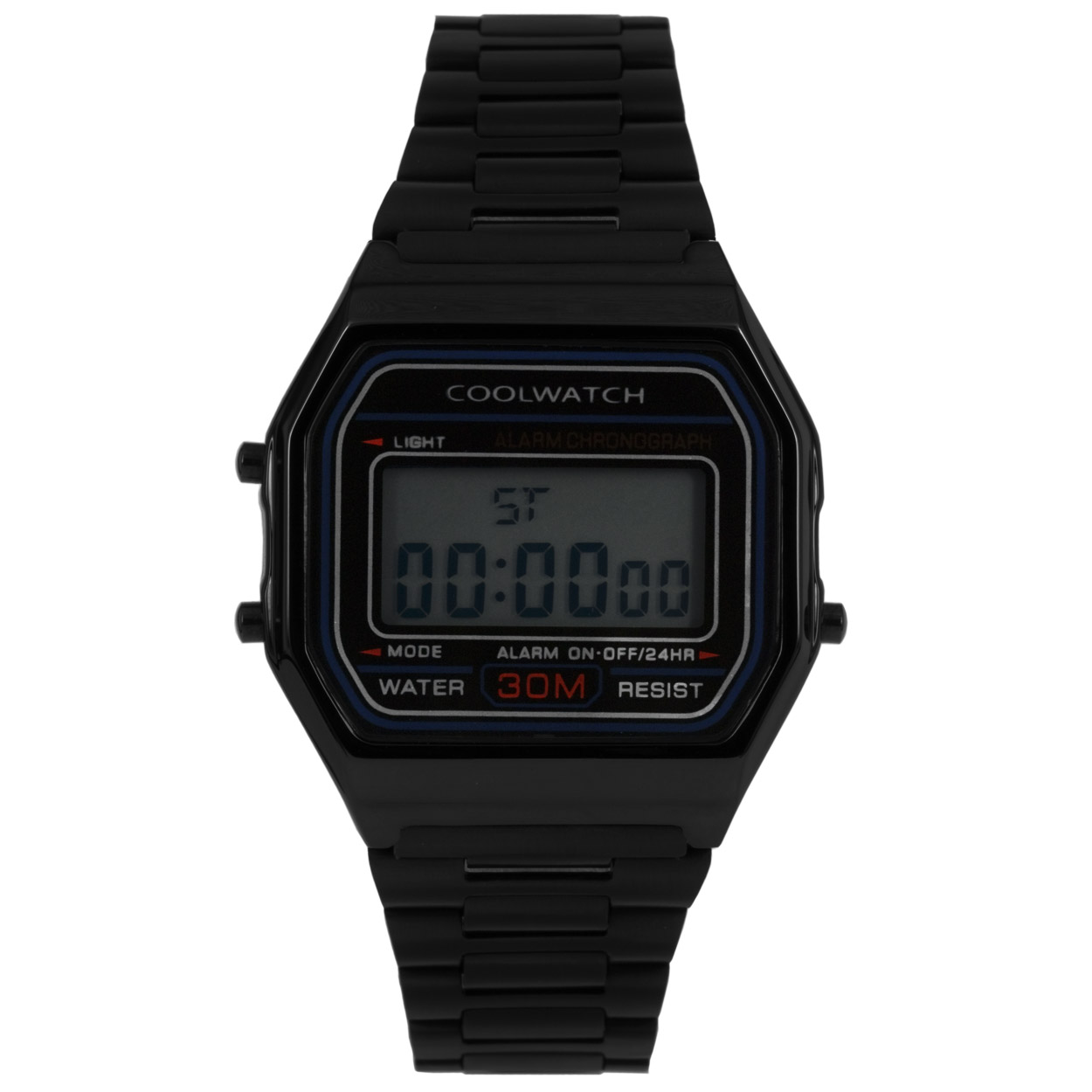 Coolwatch CW383 horloge digitaal
- Kastkleur: zwartkleurig
- Kast maat: 34 mm
- Kast dikte: 10 mm
- Kast materiaal: Zinc alloy
- Uurwerk type digitaal
- Glas type: Mineraal
- Waterdicht: 3 ATM
- Horlogeband: metaal zwartkleurig
- Maat aansluiting band: 18 mm
- Wijzerplaat: antraciet en LCD
- Licht functie: Ja
EAN: 8716667170353