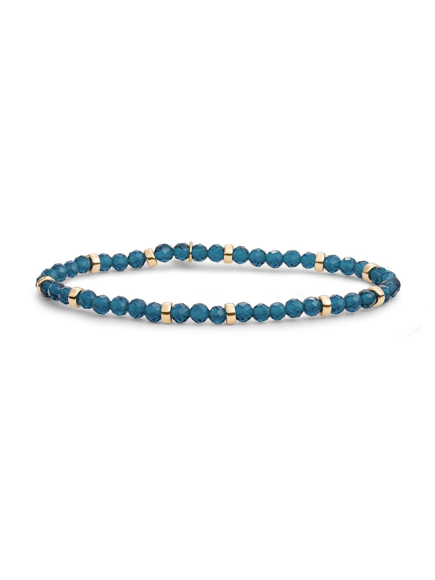 Elegante armband met sprankelende ocean topaz quartz edelstenen in ronde vorm. Tijdloos en stijlvol, een subtiele eyecatcher voor elke gelegenheid.