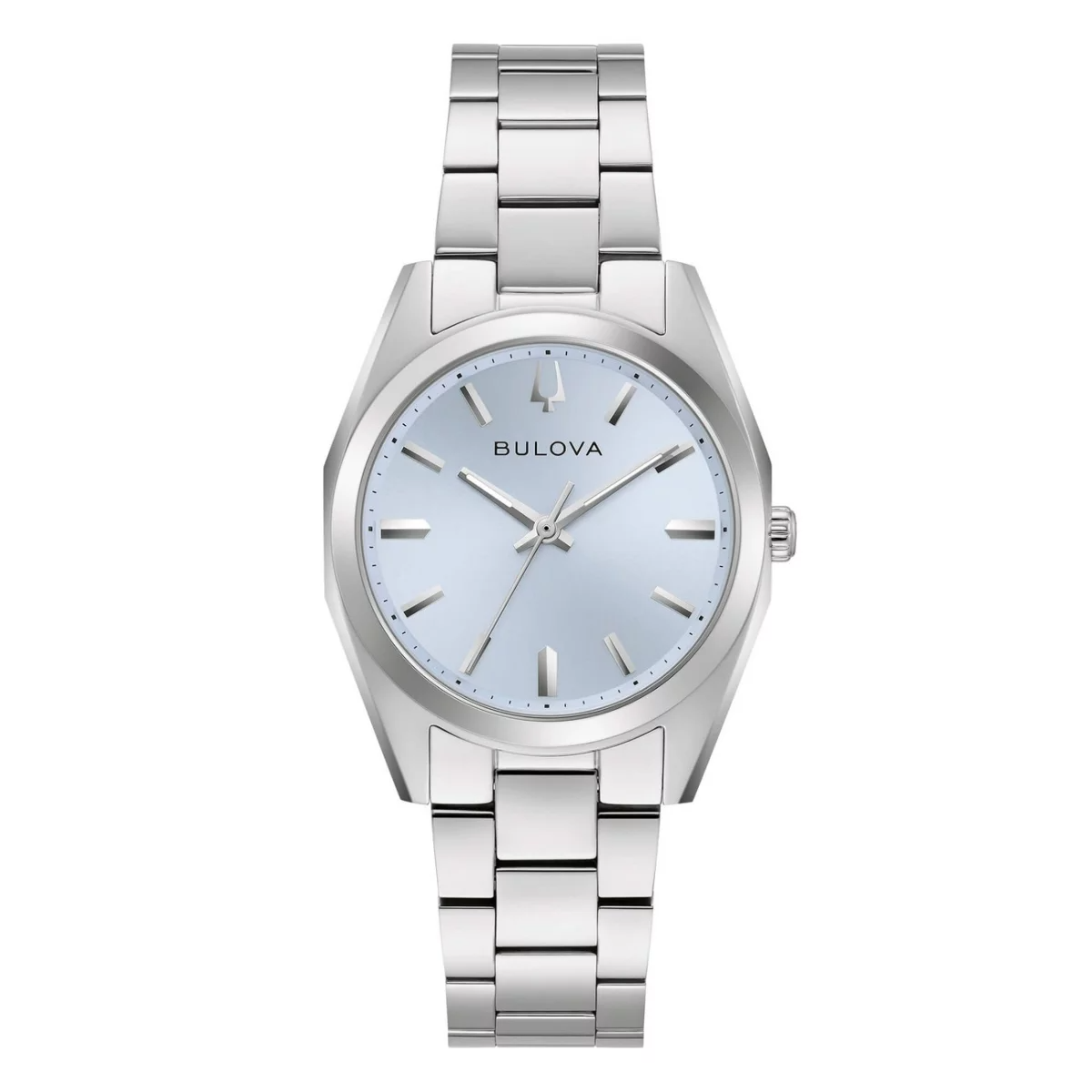 Bulova - Staal dameshorloge met blauwe wijzerplaat, 30 meter WR, Saffierglas - 96L346