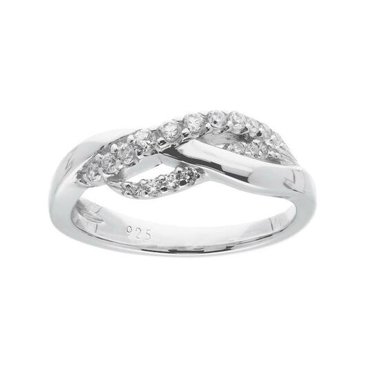 zilveren ring met zirconia, gerhodineerd