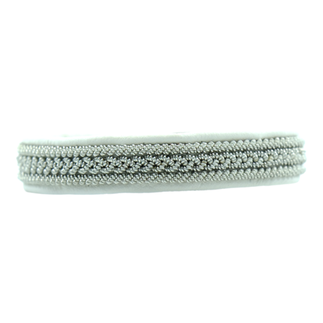 Julevu saami armband met zilver- tindraad met elandenleer en -gewei, model Emma, wit, 18.5cm.