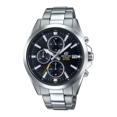 Dit Casio horloge behoort tot de Edifice collectie.
Referentienummer: EFV-560D-1AVUEF

Het horloge heeft een diameter van 50MM. De kast en de band zijn gemaakt van edelstaal. Het horloge heeft een zwarte wijzerplaat, mineraalglas, en is waterbestendig tot 10 ATM (zwemmen).