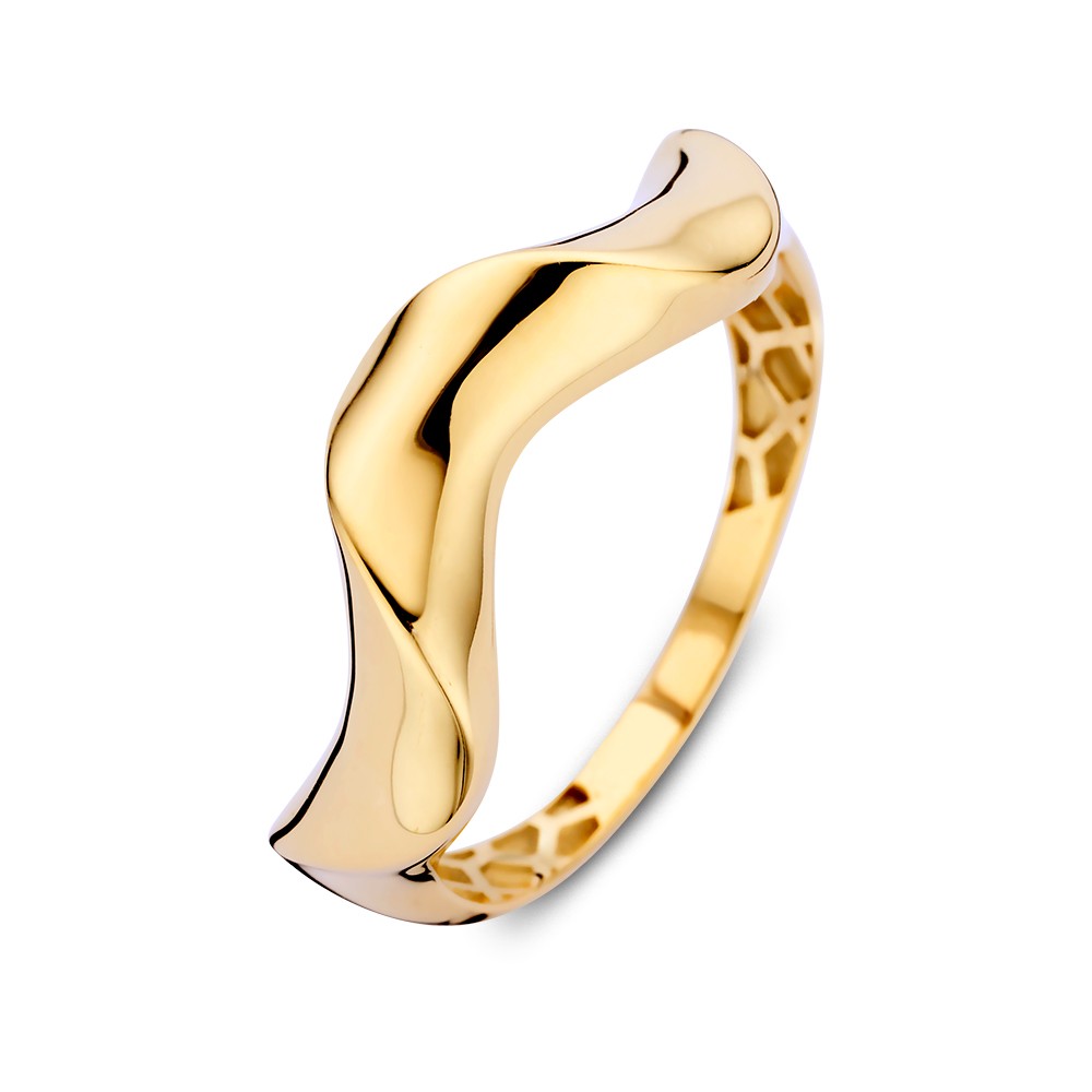Excellent Jewelry geelgouden ring met een organische, speelse twist.