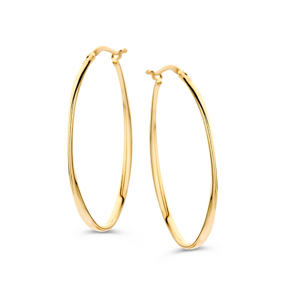 Excellent Jewelry ovale, geelgouden oorringen met een slag.
