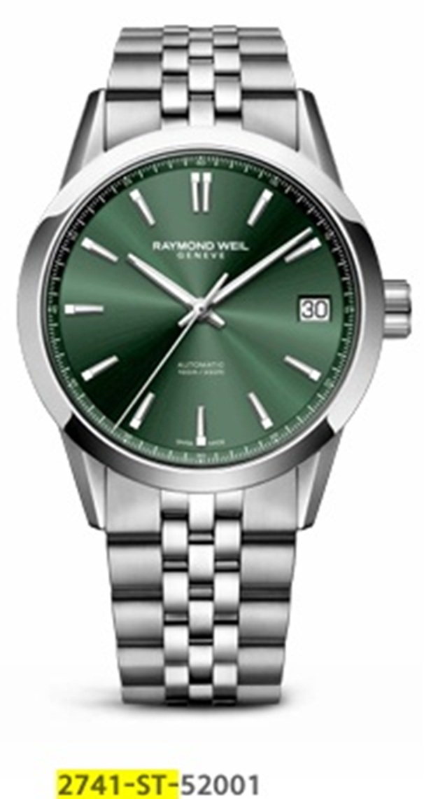 Dit is een horloge van het merk Raymond Weil gemaakt voor heren.
De specificaties zijn als volgt:
Kastmaat: 40 mm
Kastdikte: 9,77 mm
Waterdichtheid: 10 ATM / 100 Meter / 330 Feet
Dit horloge heeft de volgende functies/eigenschappen:
Datumaanduiding