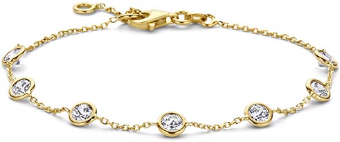 Swing Jewels 14 karaats geelgouden armband met zirkonia's 
Lengte 17-19 cm voorzien van stevige karabijnsluiting