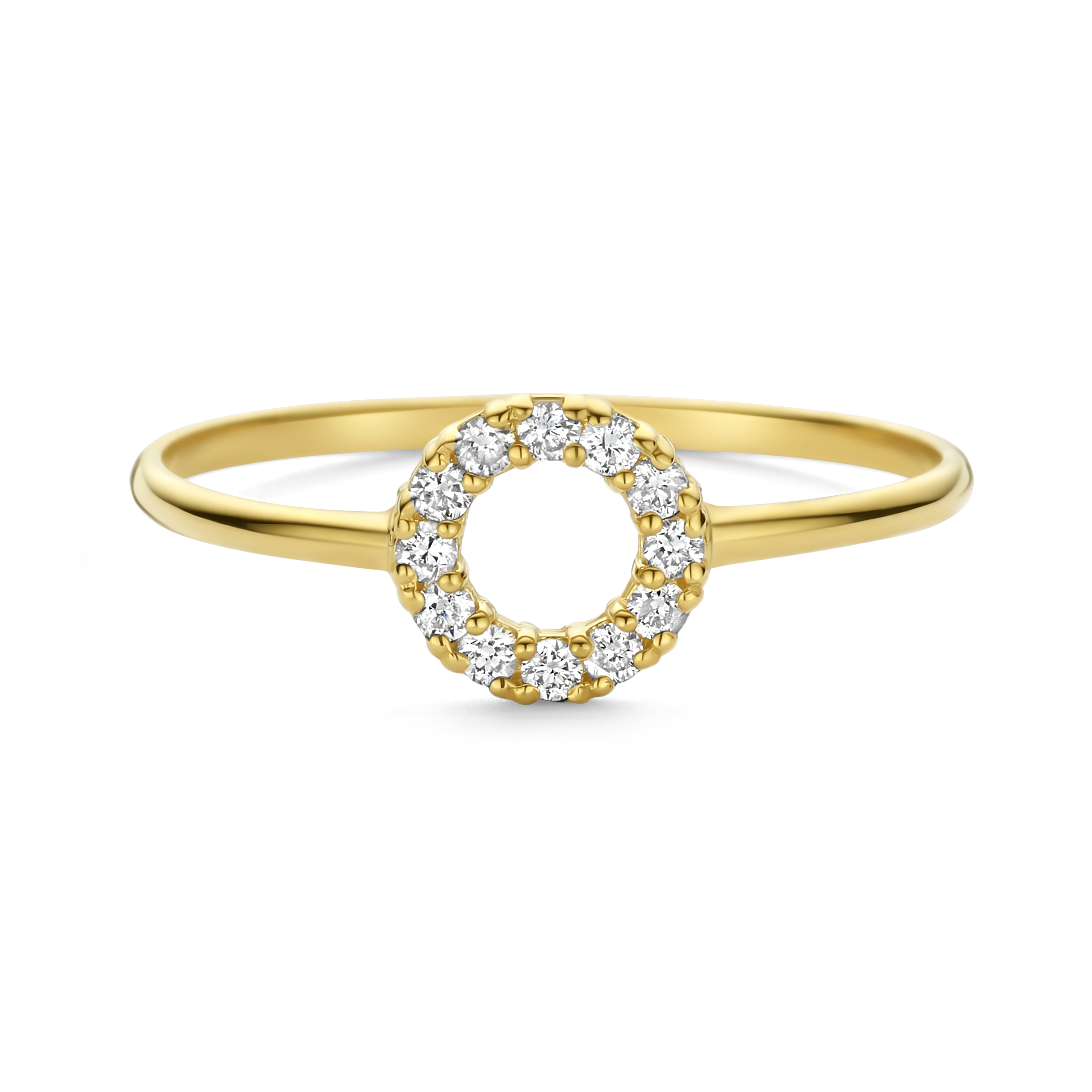 De SWING JEWELS RING 14K GEEL GOUD MET DIAMANT 0,12CT, modelnummer SWGDR0062-Y-58, is een verfijnde gouden ring met een subtiele diamant van 0,12 karaat. Het juweel is maat 58. Draag deze elegante ring solo voor een subtiele uitstraling, of combineer met andere ringen voor een meer gelaagde look zonder glans.