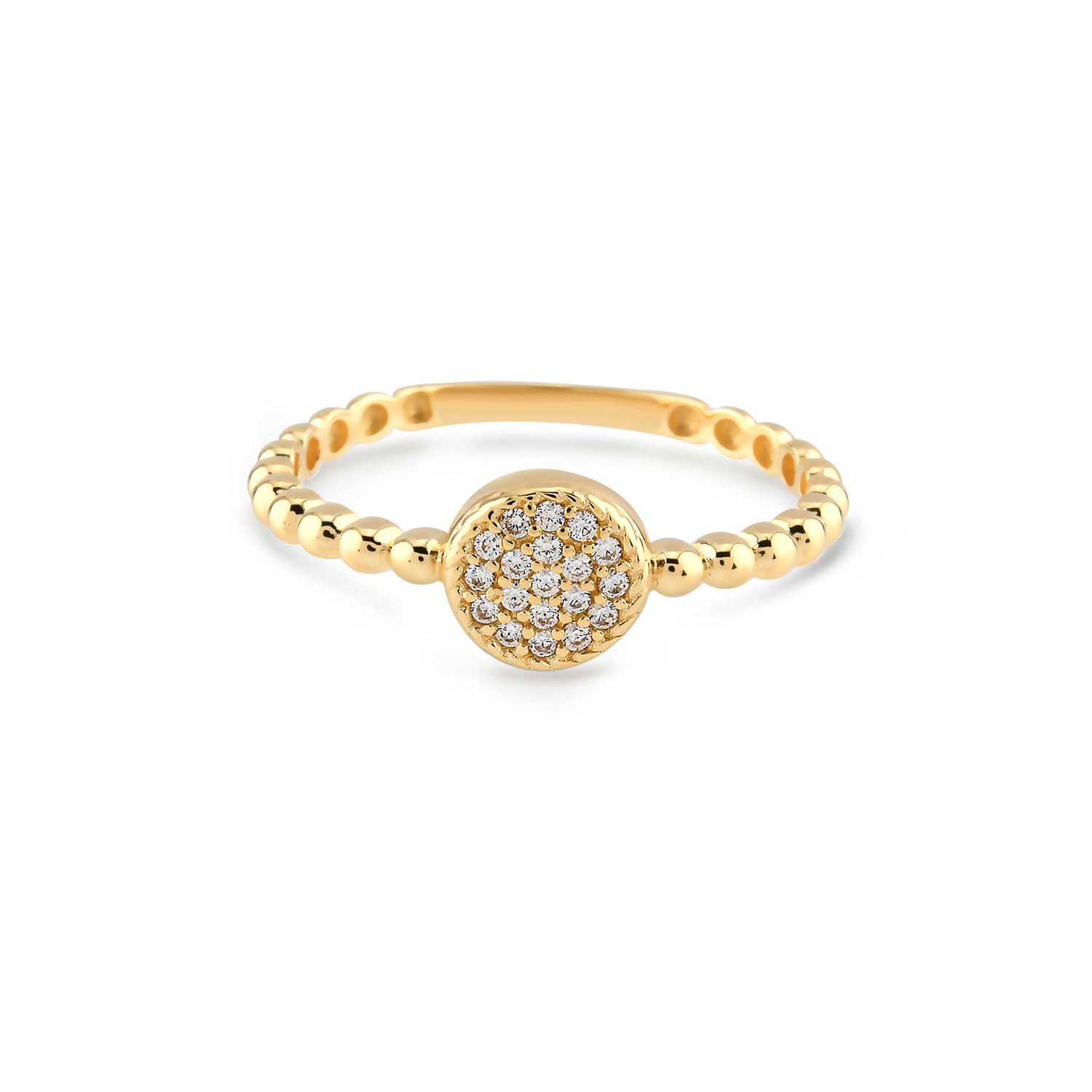 Swing Jewels 14 karaats geelgouden ring met bolletjes en zirkonia's 
Ringmaat: 54
Verkrijgbaar in diverse andere maten 