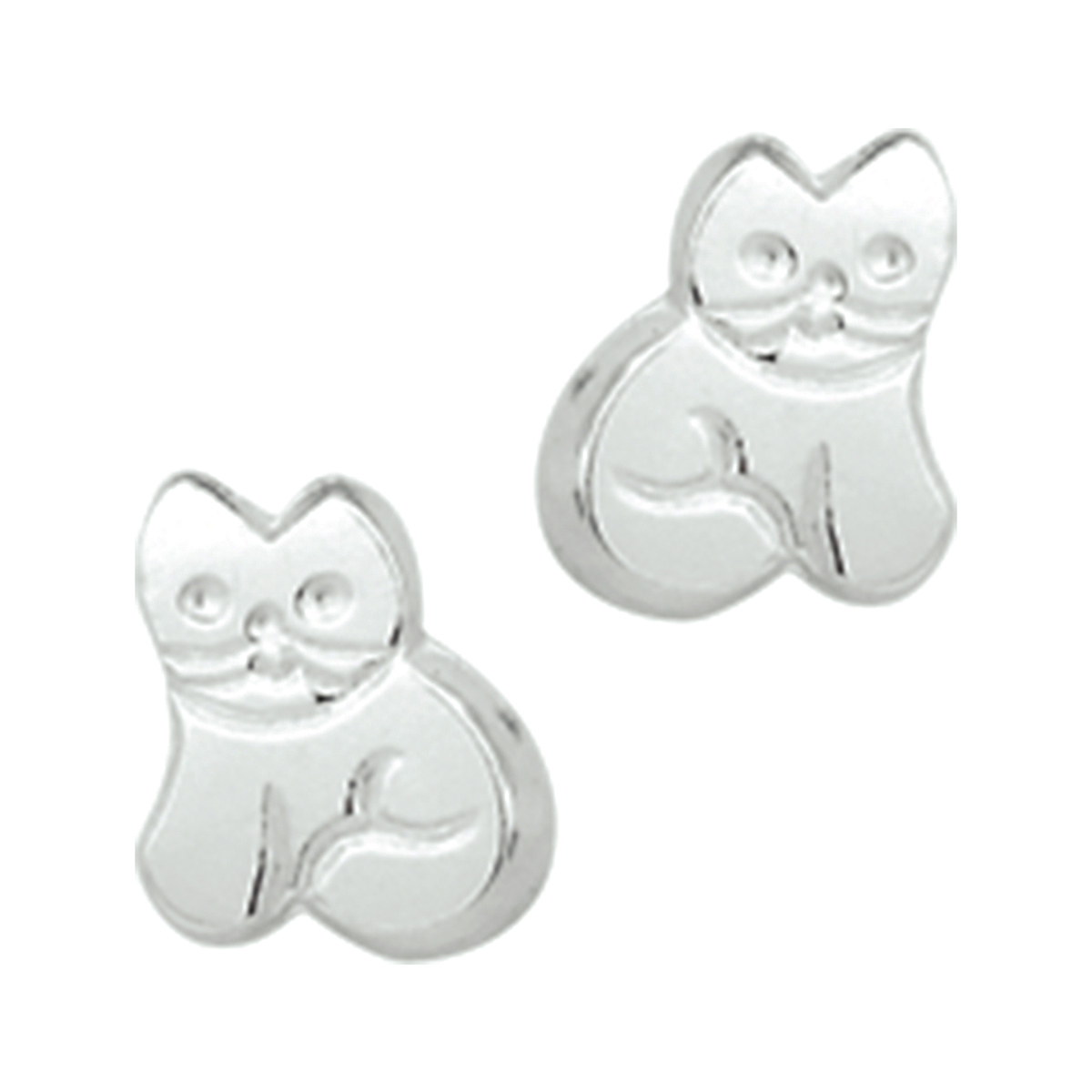 oorknoppen poes zilver wit