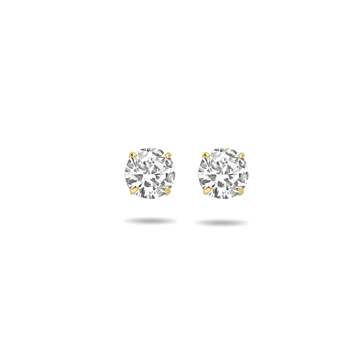 Geelgouden oorknoppen met zirkonia.