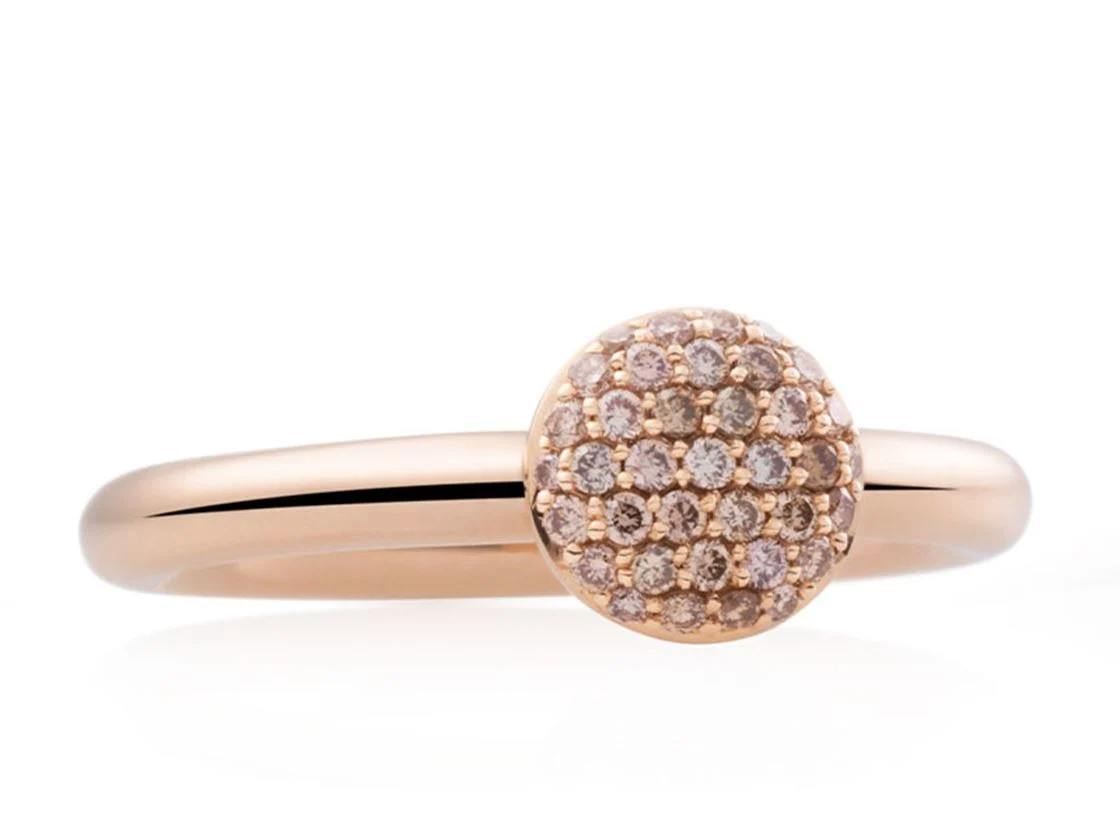 18 Krt Rosé Stardust ring met .0.15ct  champagne diamant