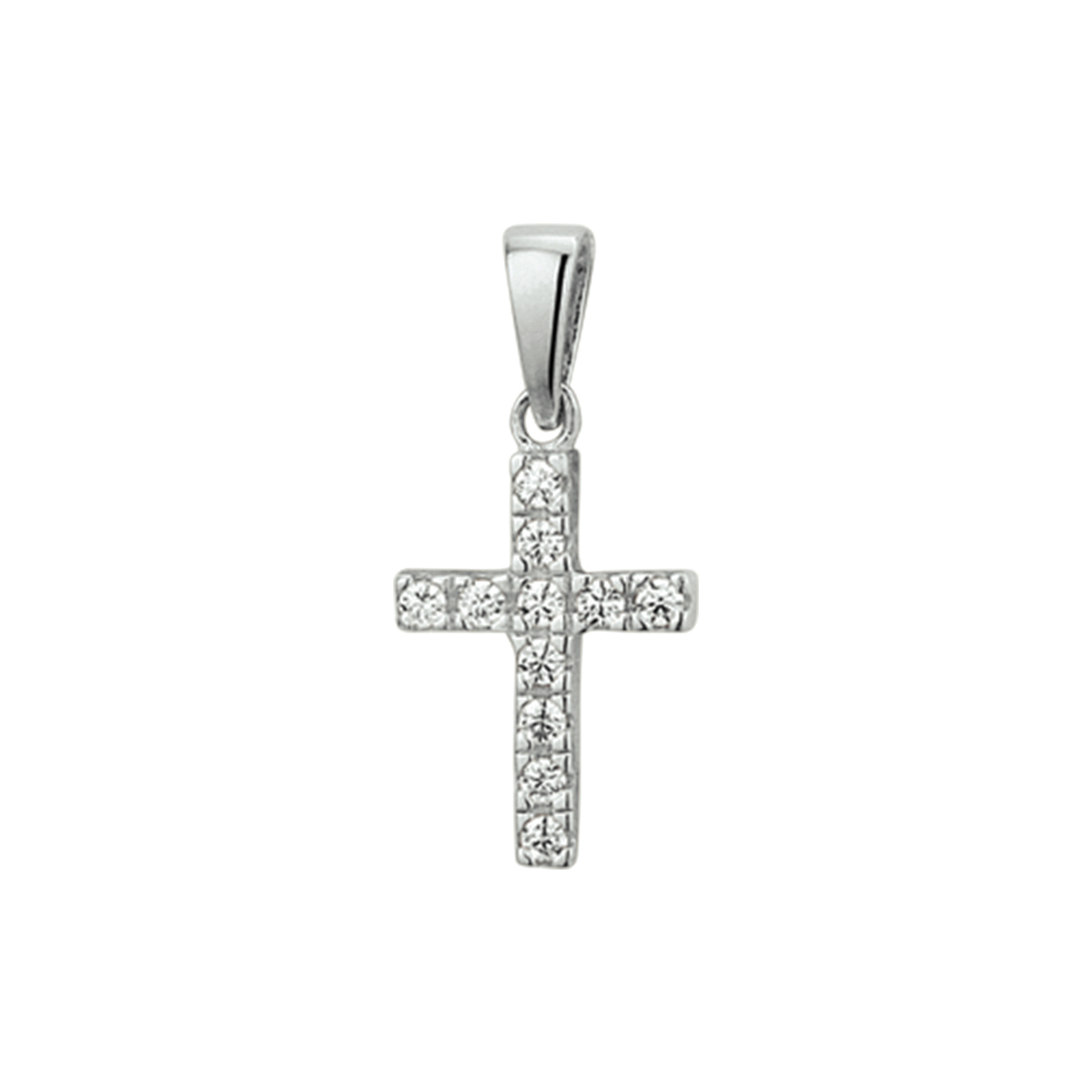 HANGER KRUIS ZIRKONIA ZILVER GEHODINEERD 