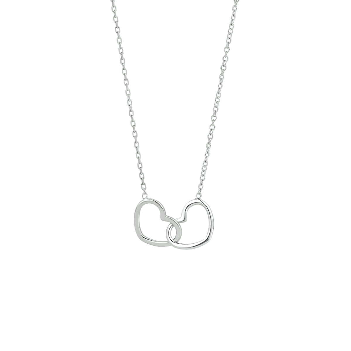Gerhodineerd zilveren 1.2mm anker collier met een lengte van 40cm en een extensie van 5cm uitgevoerd met 2 harten van 9x12mm. Het collier is te combineren met bijpassende sieraden uit onze collectie.