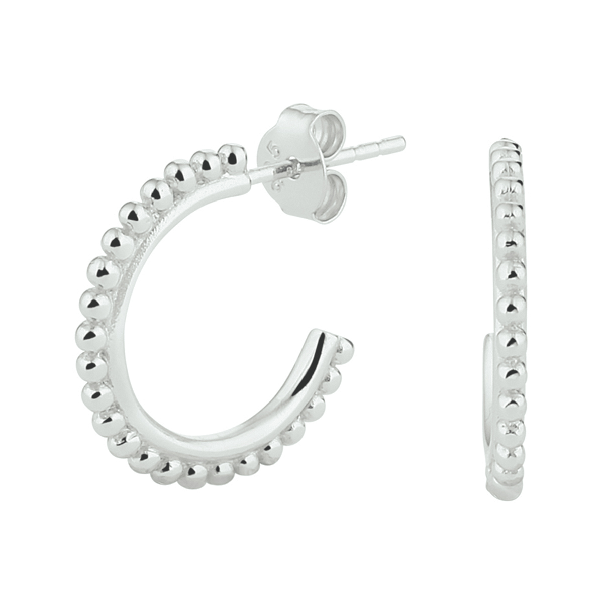 Gerhodineerd zilveren stekeroorringen met kleine bolletjes. De stekeroorringen hebben een afmeting van 13x1.5mm. Omdat ze een minimalistische uitstraling hebben zijn ze makkelijk te combineren met andere zilveren bolletjes sieraden. Info: Gerhodineerd zilver is door de rhodiumlaag beter bestand tegen verkleuren en krassen.