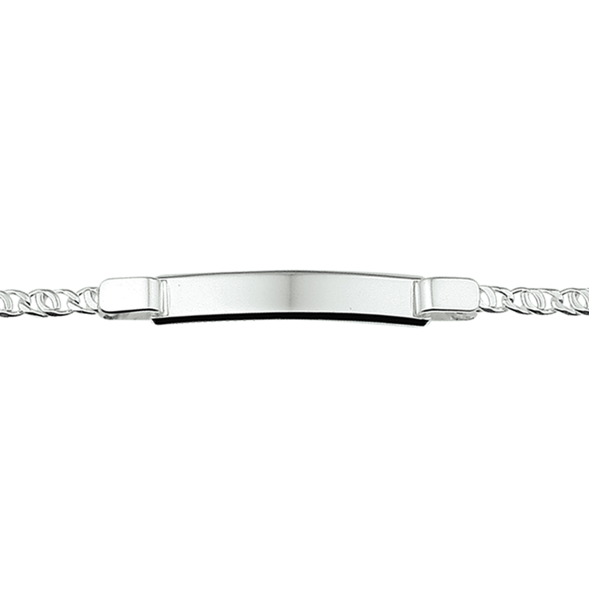 zilveren plaatarmband, valkenoog+ plaat 18cm