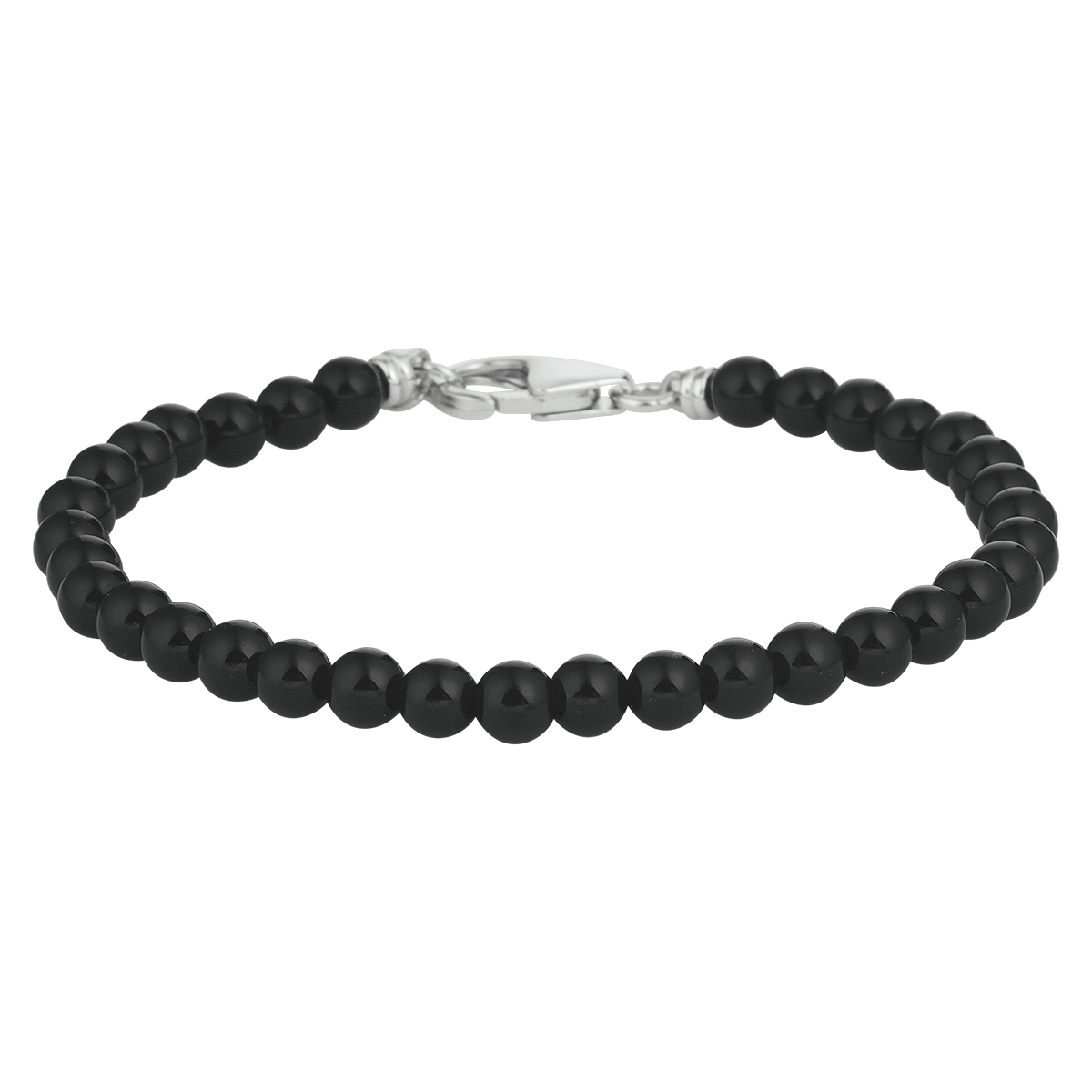De kralenarmband Onyx is een elegante armband. Gemaakt van rhodium plated materiaal, met een breedte van 4,5 mm. De zwarte Onyx edelstenen geven een glanzende uitstraling. Perfect te combineren met zowel casual als formele outfits voor een verfijnde look.